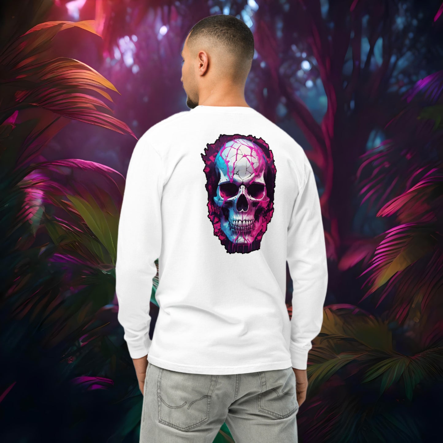 Neon Skull Long Sleeve T Shirt (Unisex) - Original